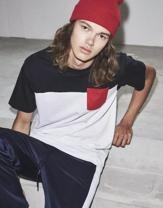 Мъжка тениска Urban Classics whitenavyfire red, Тениски - Hoodstyle.bg