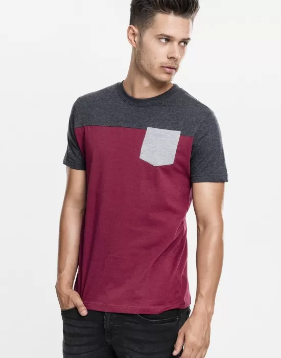 Мъжка тениска Urban Classics burgundy/cha/gry, Тениски - Hoodstyle.bg