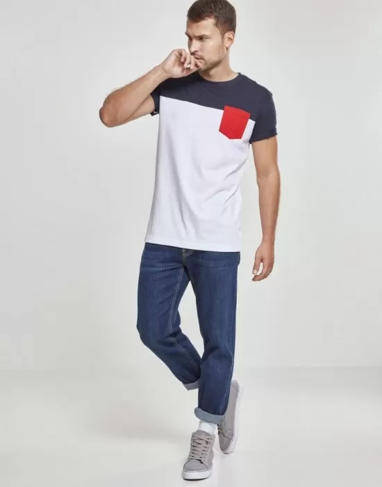 Мъжка тениска Urban Classics whitenavyfire red, Тениски - Hoodstyle.bg