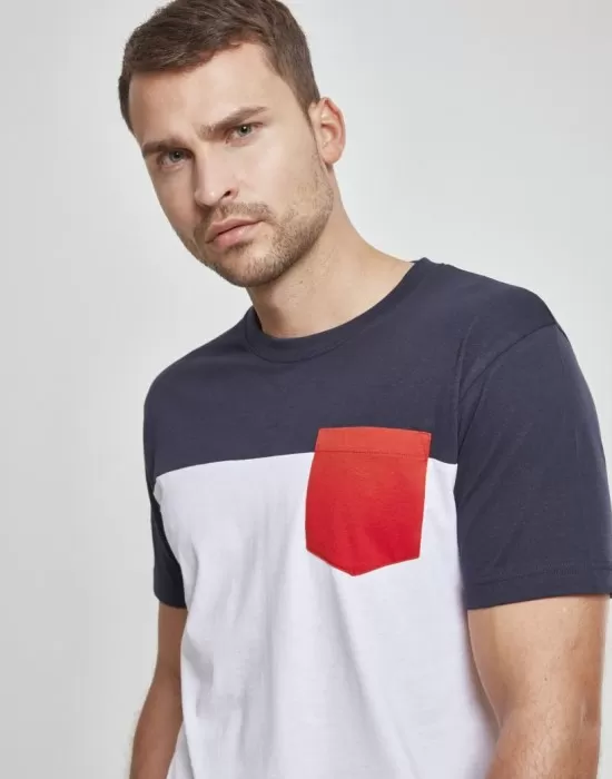 Мъжка тениска Urban Classics whitenavyfire red, Тениски - Hoodstyle.bg