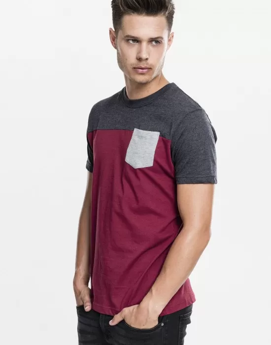 Мъжка тениска Urban Classics burgundy/cha/gry, Тениски - Hoodstyle.bg
