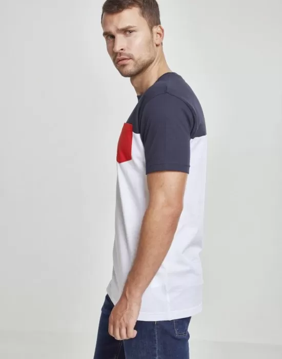 Мъжка тениска Urban Classics whitenavyfire red, Тениски - Hoodstyle.bg