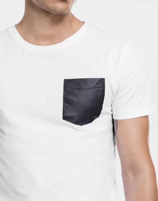 Мъжка тениска Urban Classics wht/blk с джоб, Тениски - Hoodstyle.bg