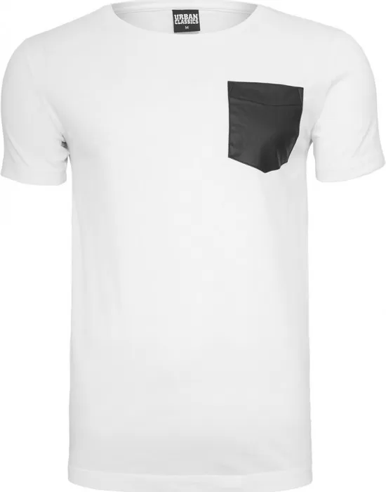 Мъжка тениска Urban Classics wht/blk с джоб, Тениски - Hoodstyle.bg
