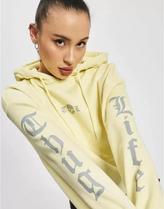 Дамски суичър в светложълт цвят Thug Life Caution, Суичъри - Hoodstyle.bg