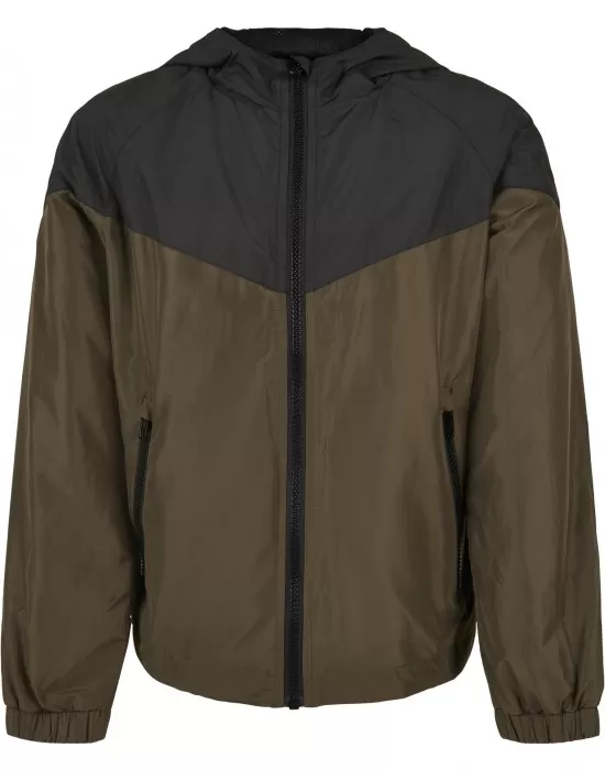 Детско спортно яке в масленозелен цвят Urban Classics 2-Tone Tech Windrunner, Деца - Hoodstyle.bg
