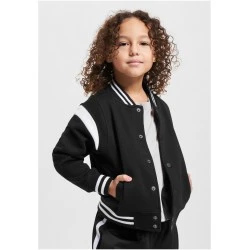 Boys Inset College Sweat Jacket black/white 158/164
