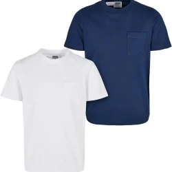 Пакет от 2 броя тениски момчетаBoys Organic Cotton Basic Pocket Tee 2-Pack white/darkblue 158/164