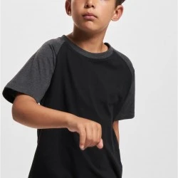 Тениска за момчета Boys Raglan Contrast Tee black/charcoal 158/164