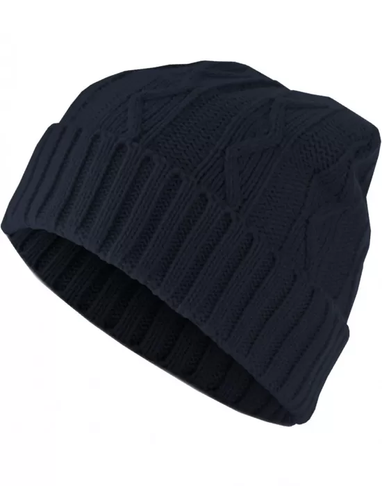 Бийни шапка в тъмносин цвят MSTRDS Beanie Cable Flap, Шапки бийнита - Hoodstyle.bg