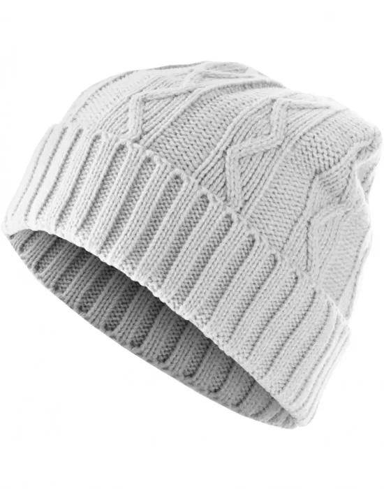 Бийни шапка в бял цвят MSTRDS Beanie Cable Flap, Шапки бийнита - Hoodstyle.bg