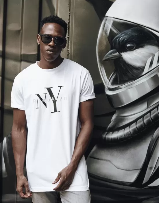Бяла мъжка тениска Mister Tee NY Brooklyn, Тениски - Hoodstyle.bg
