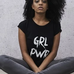 Черна дамска тениска Mister Tee GRL PWR