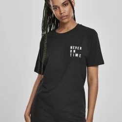 Дамска черна тениска Mister Tee Never On Time