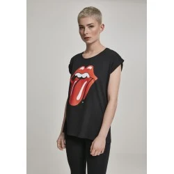 Дамска тениска Merchcode Rolling Stones Tongue в черен цвят