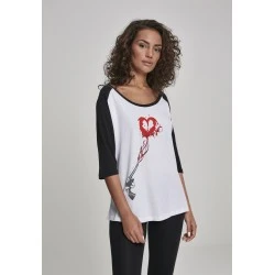 Дамска тениска Mister Tee Pistol Heart в бяло и черно