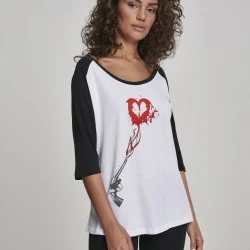 Дамска тениска Mister Tee Pistol Heart в бяло и черно