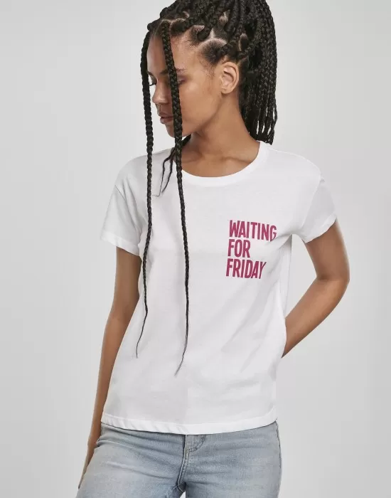 Дамска тениска Mister Tee Waiting For Friday в бял цвят, Тениски - Hoodstyle.bg