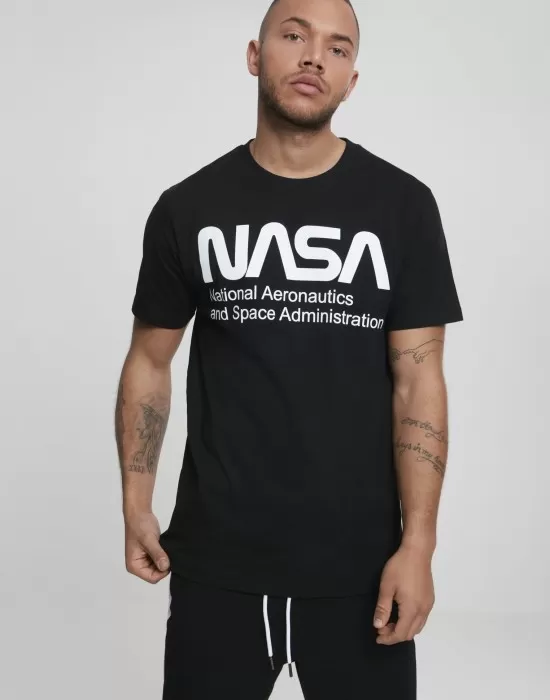 Мъжка черна тениска Mister Tee NASA Wormlogo, Тениски - Hoodstyle.bg