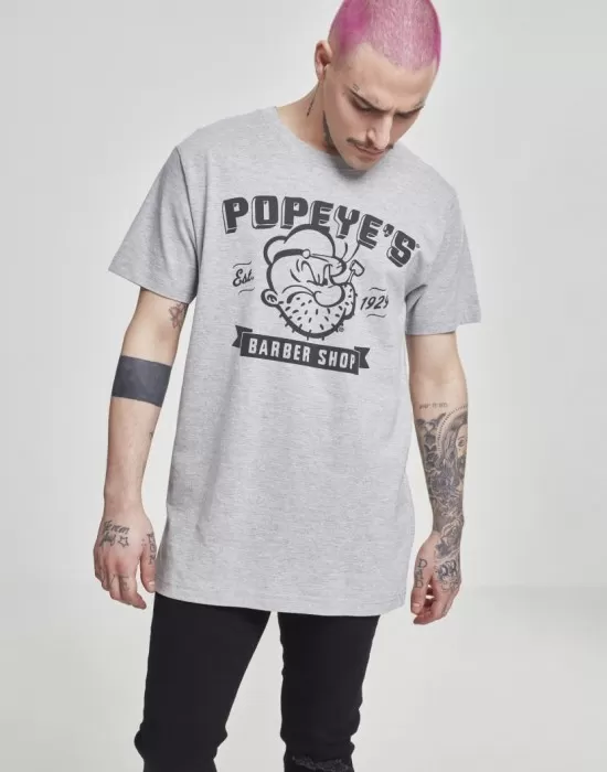 Мъжка сива тениска Merchcode Popeye Barber Shop, Тениски - Hoodstyle.bg