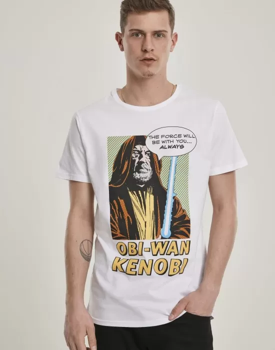 Мъжка тениска Merchcode Obi Wan Kenobi в бял цвят, Тениски - Hoodstyle.bg