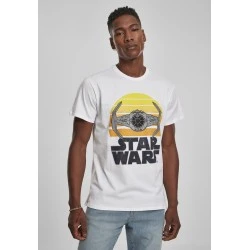 Мъжка тениска MERCHCODE Star Wars Sunset в бял цвят