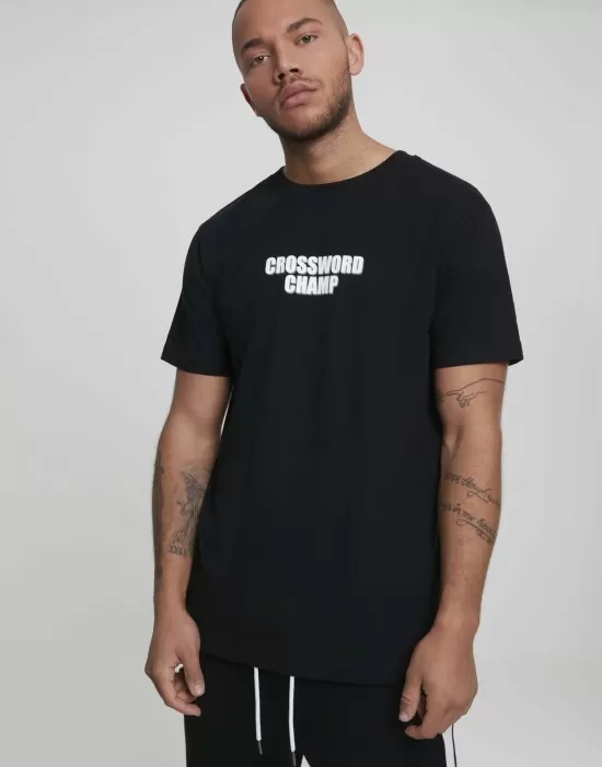 Мъжка тениска Mister Tee Crossword Champw в черен цвят, Тениски - Hoodstyle.bg