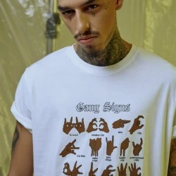 Мъжка тениска Mister Tee Gang Signs в бял цвят