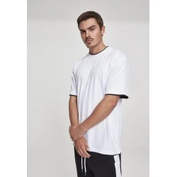 Мъжка тениска с цветни маншети Urban Classics Tall в бяло wht/blk