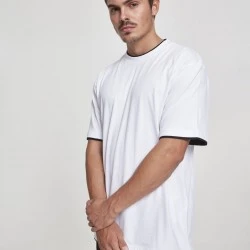 Мъжка тениска с цветни маншети Urban Classics Tall в бяло wht/blk