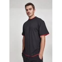 Мъжка тениска с цветни маншети Urban Classics Tall в черно blk/red