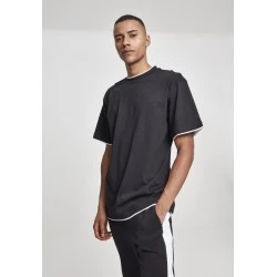 Мъжка тениска с цветни маншети Urban Classics Tall в черно blk/wht