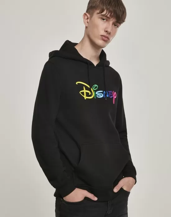 Мъжки черен суичър MERCHCODE Disney Rainbow Logo EMB, Суичъри - Hoodstyle.bg