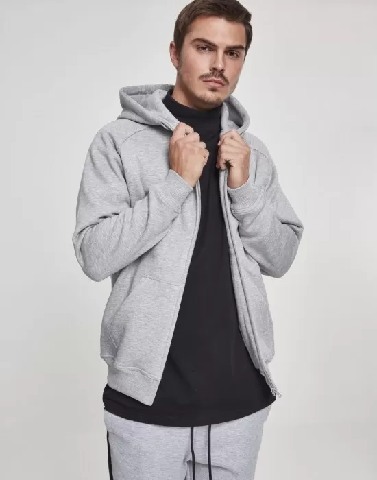Мъжки изчистен суичър с цип Urban Classics gray TB014C, Суичъри с цип - Hoodstyle.bg