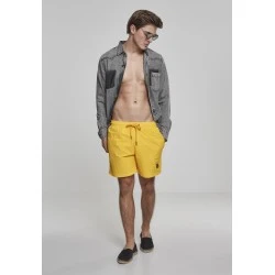 Мъжки плувни шорти Urban Classics Block в жълт цвят