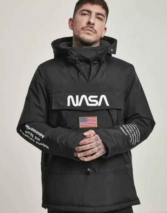 Мъжко черно яке тип Ветровка Mister Tee NASA, Ветровки - Hoodstyle.bg