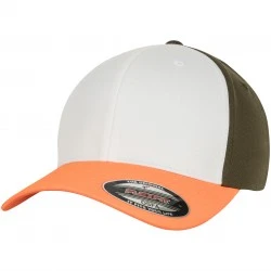 Шапка с козирка 3 Tone Flexfit neonorange/white/olive