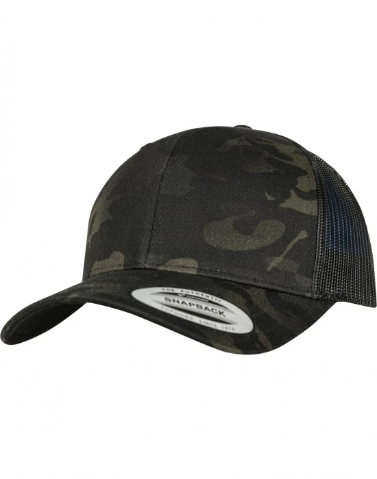Шапка с козирка MERCHCODE Retro Trucker в черен камуфлаж, Шапки с козирка - Hoodstyle.bg