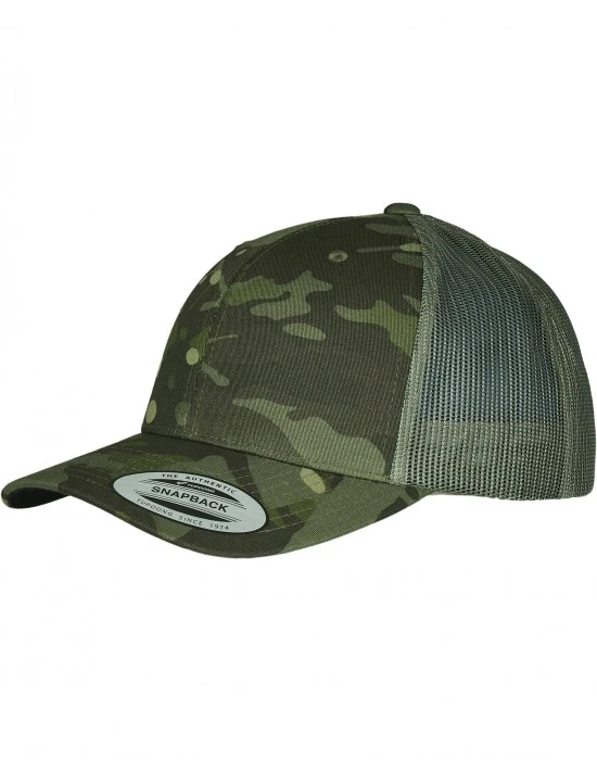 Шапка с козирка MERCHCODE Retro Trucker в цвят тропик камуфлаж, Шапки с козирка - Hoodstyle.bg