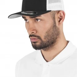Шапка с козирка в черно и бяло Flexfit Mesh Trucker 