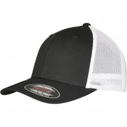 Шапка с козирка в черно и бяло Flexfit Trucker Recycled Mesh