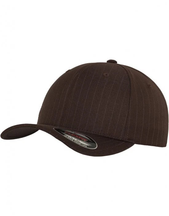 Шапка с козирка в кафяво Flexfit Pinstripe, Шапки с козирка - Hoodstyle.bg