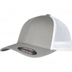 Шапка с козирка в сиво и бяло Flexfit Trucker Recycled Mesh 