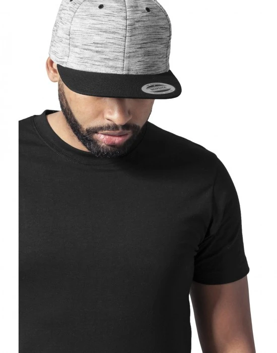 Шапка с козирка в сиво Stripes Melange Crown Snapback, Шапки с козирка - Hoodstyle.bg