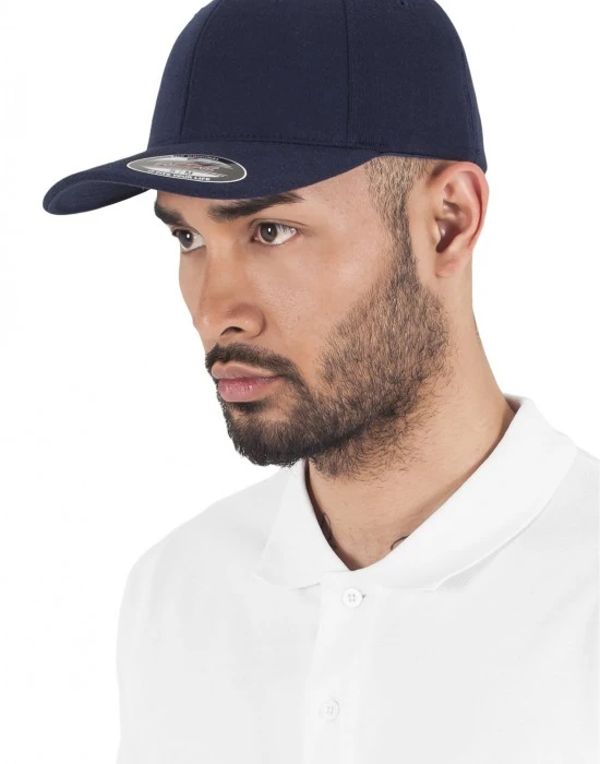 Шапка с козирка в тъмносиньо Flexfit Double Jersey, Шапки с козирка - Hoodstyle.bg