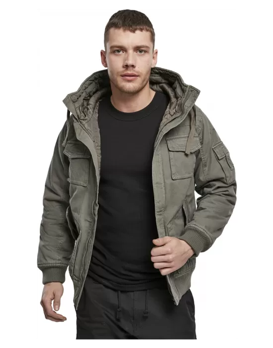 Мъжко яке с качулка в цвят маслина Brandit Bronx, Зимни якета - Hoodstyle.bg