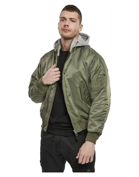 Мъжки бомбър с качулка в цвят маслина Brandit MA1, Бомбъри - Hoodstyle.bg