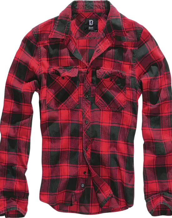 Мъжка карирана риза в червен цвят Brandit Check Shirt red/black, Блузи и Ризи - Hoodstyle.bg