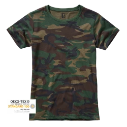 Дамска тениска в камуфлажен десен Brandit woodland
