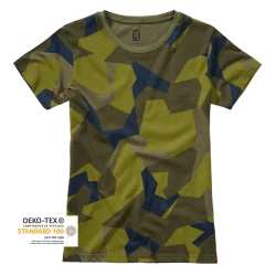 Дамска тениска в камуфлажен десен Brandit swedish camo M90